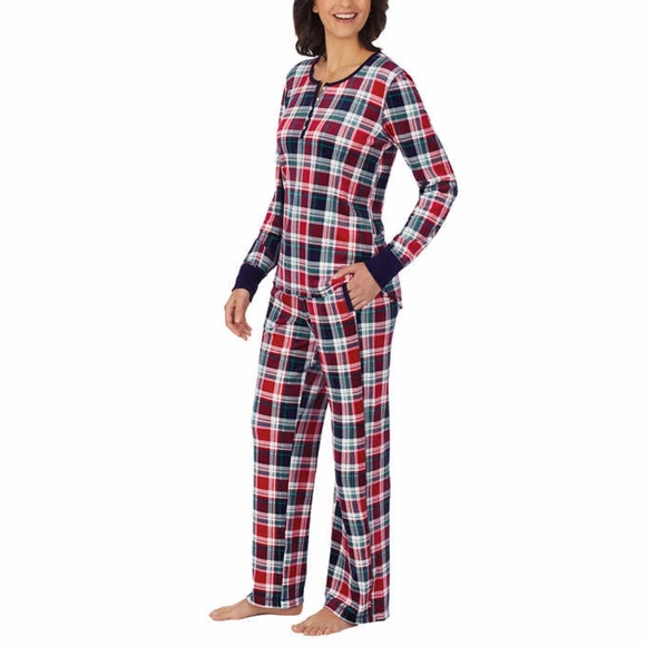 Nautica Women's 2 Piece PJ Pajama Set - Red Plaid - Picture 2 of 6